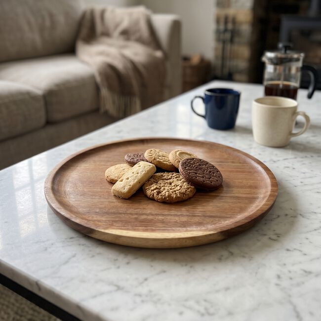 Fiesta Joy Acacia Round Wooden Tray