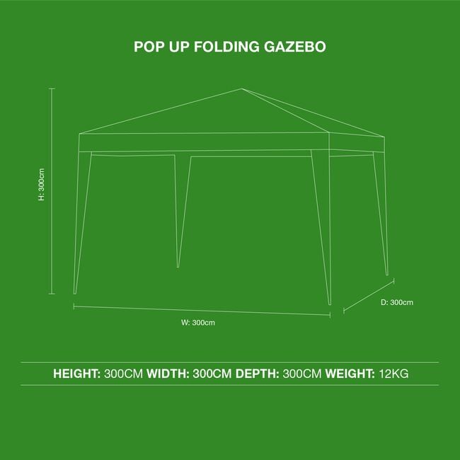 Pop Up Folding Gazebo 3M x 3M