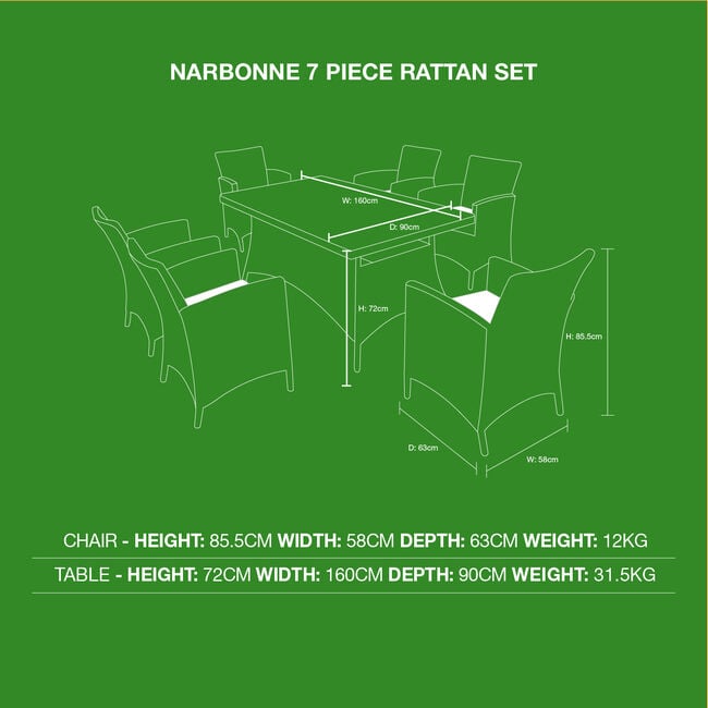 Narbonne Premium 7 Piece Rattan Set