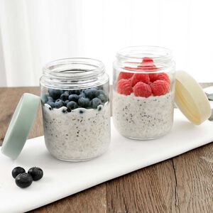 Melii Fluted 473ml Overnight Oats Glass Jars