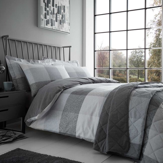 SINGLE DUVET COVER Brushed Cotton Simon Grey