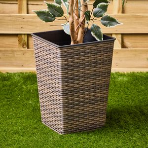 Rattan Square Plant Pot Natural