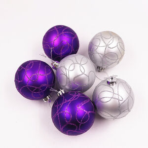Purple Luxury Bauble Set - 6 Pack