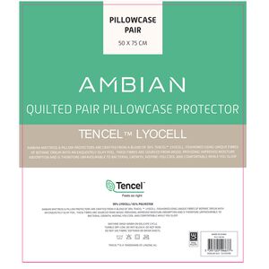 Tencel Quilted Pillowcase Protector Pair - White 