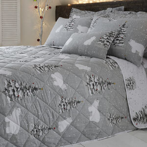 Polar Bear Bedspread 200cm x 220cm - Grey