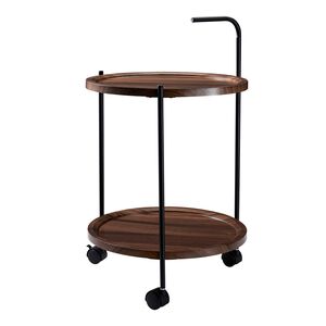 Walnut Side Table on Wheels