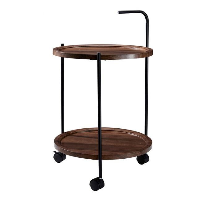 Walnut Side Table on Wheels