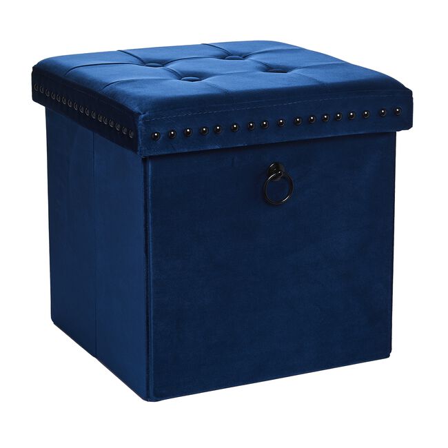 VELVET FOLDABLE SMALL NAVY Ottoman