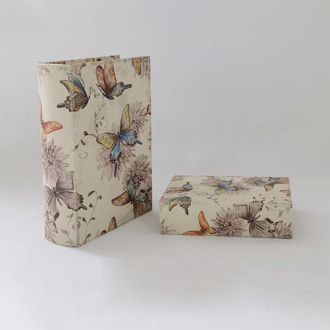 Set of 2 Butterfly Book Storage Boxes