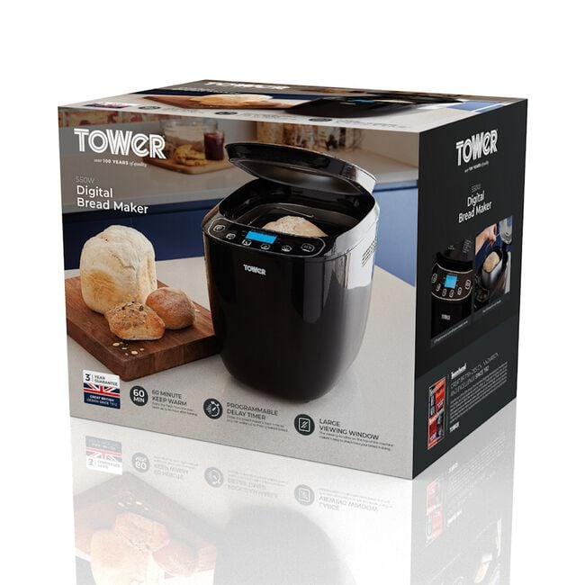 Tower Black Digital 550W 2lb Bread Maker