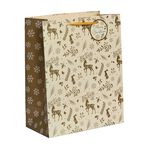 3 Gift Bags - Gold Reindeer
