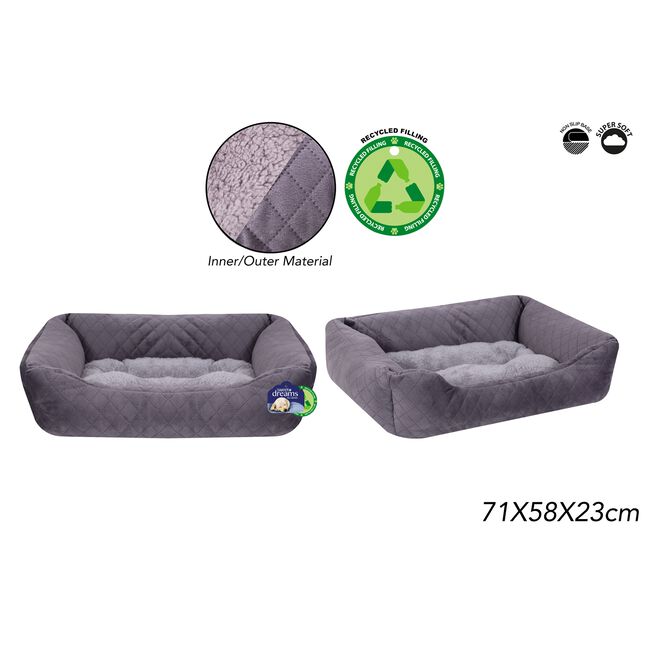PREMIUM Quilted Grey  Pet Bed - Large