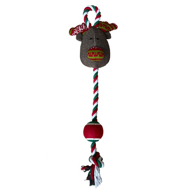 Christmas Reindeer Rope & Plush Dog Toy