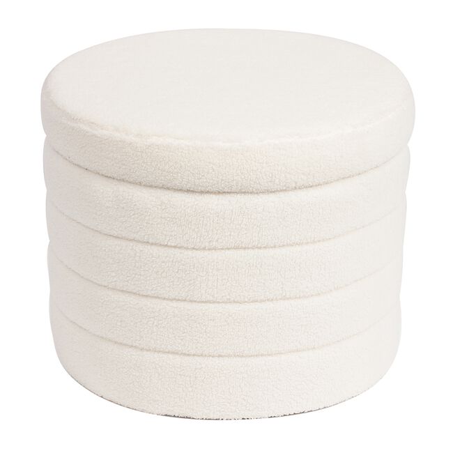 BOUCLE NATURAL FOLDING STORAGE Ottoman with Table
