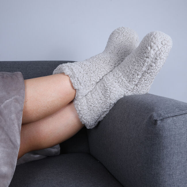 Teddy Socks Pair - Dove Grey