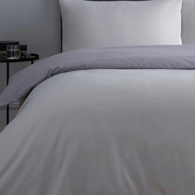 SUPERKING DUVET COVER Luxury Percale Ice Grey/Grey