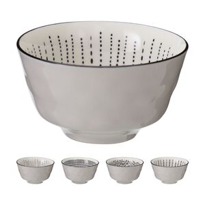 Siaki Cream & Black Printed Snack Bowl