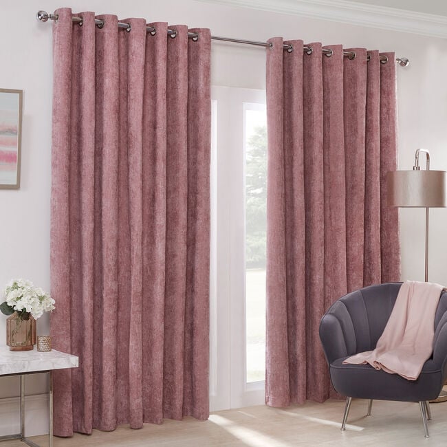 BLACKOUT & THERMAL HERRINGBONE BLUSH 66x54 Curtain