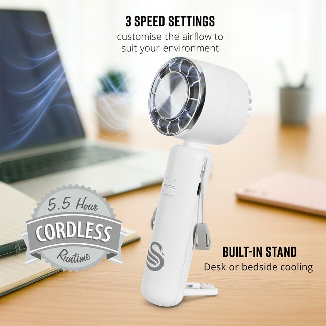 SWAN Rechargeable handheld Fan White