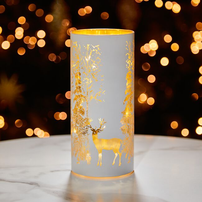 Cashel Living LED Reindeer White Large Cylinder