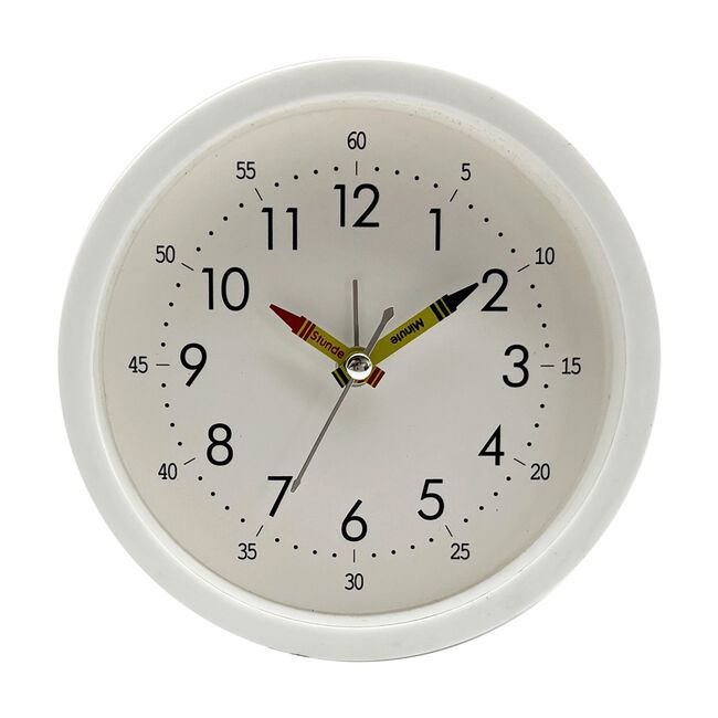 CHILDRENS TABLE CLOCK White 12cm