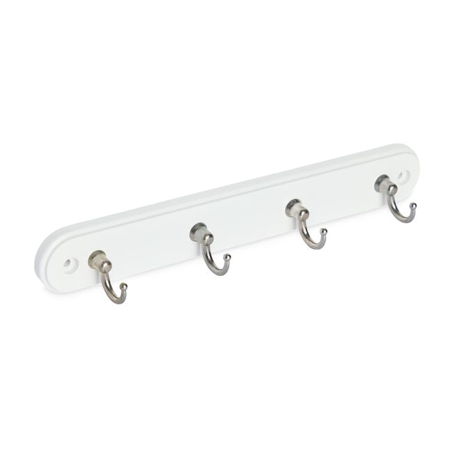 4 Round Hook White Wooden Board