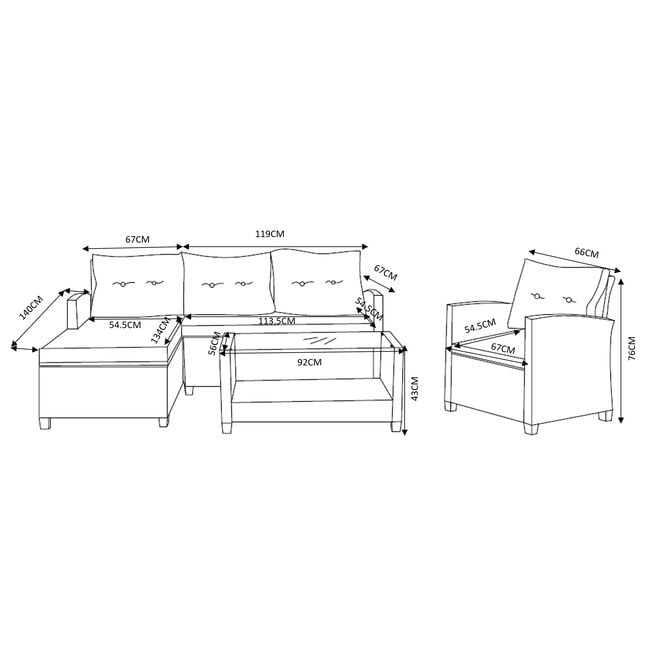 Rovigo Rattan Corner Sofa Set