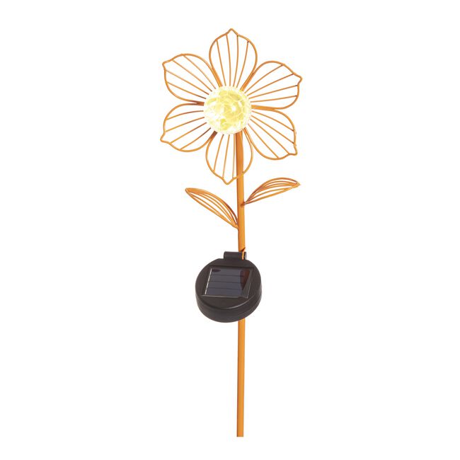 60CM SOLAR METAL FLOWER Garden Stake Orange