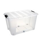 Ultra Clear Rolling Storage Container 70L
