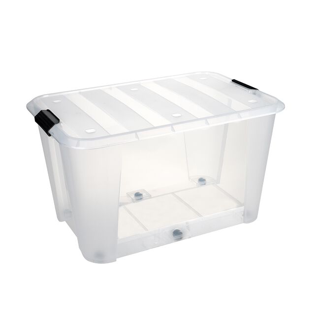 Ultra Clear Rolling Storage Container 70L