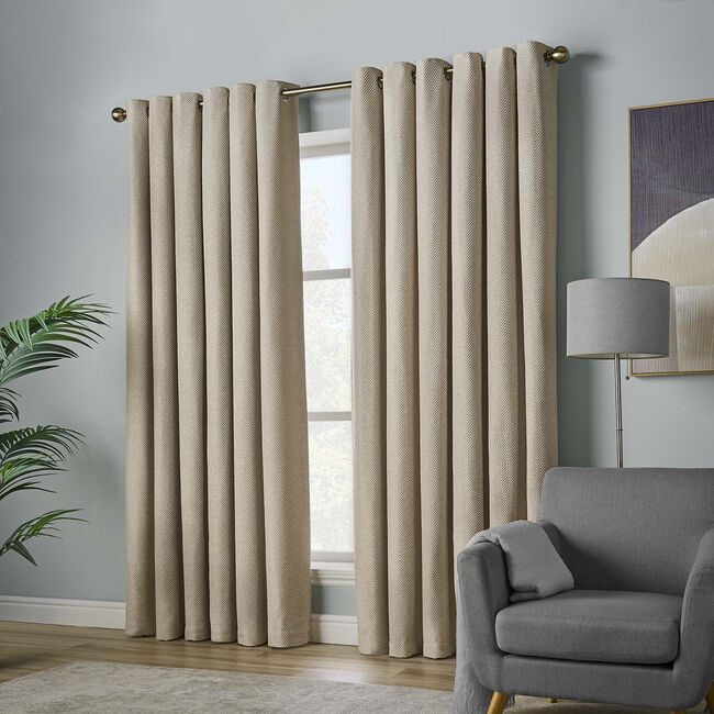 ELLA KNIT NATURAL WITH GREY  66x54 Curtain