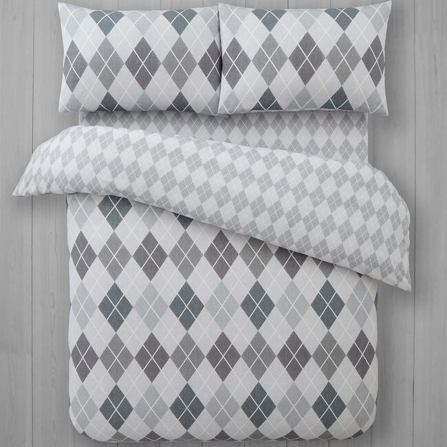 SINGLE DUVET COVER Brushed Cotton Argyle