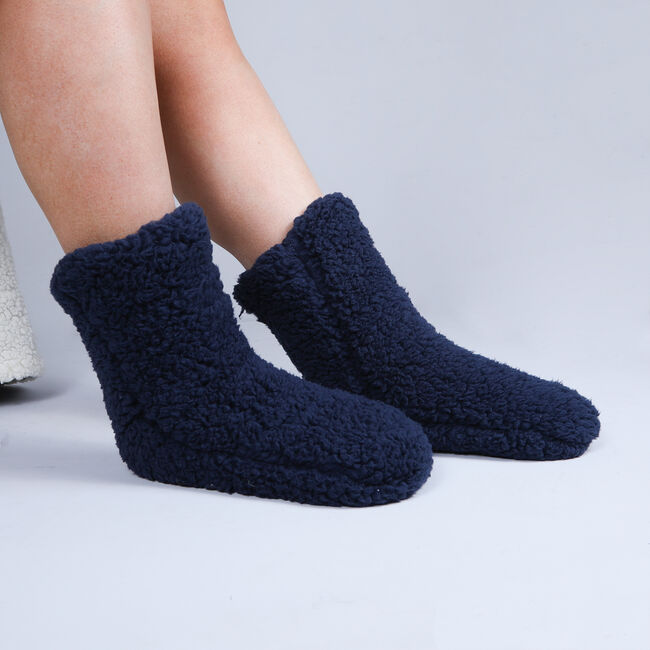 Teddy Socks Pair - Navy