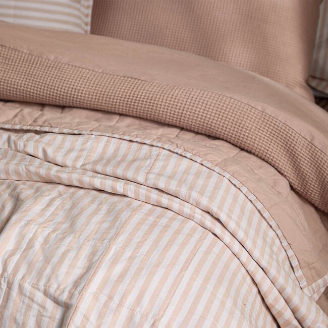 YARD HEBDEN STRIPE BLUSH/COTTA 150x200cm Bedspread 