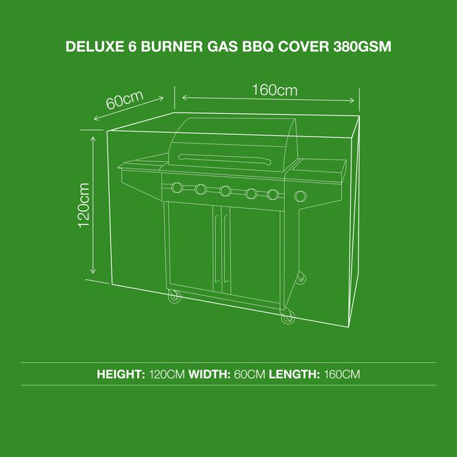 Deluxe 380GSM 6 Burner Gas BBQ Cover 