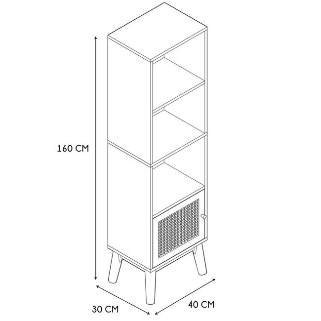 Bali 1-Door Tall Bathroom Cabinet 