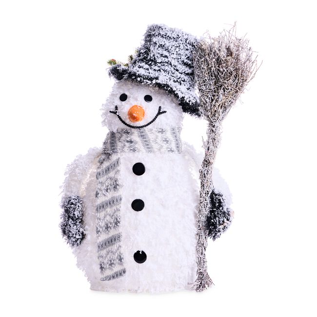 Light Up Snowman with Broom - 50cm