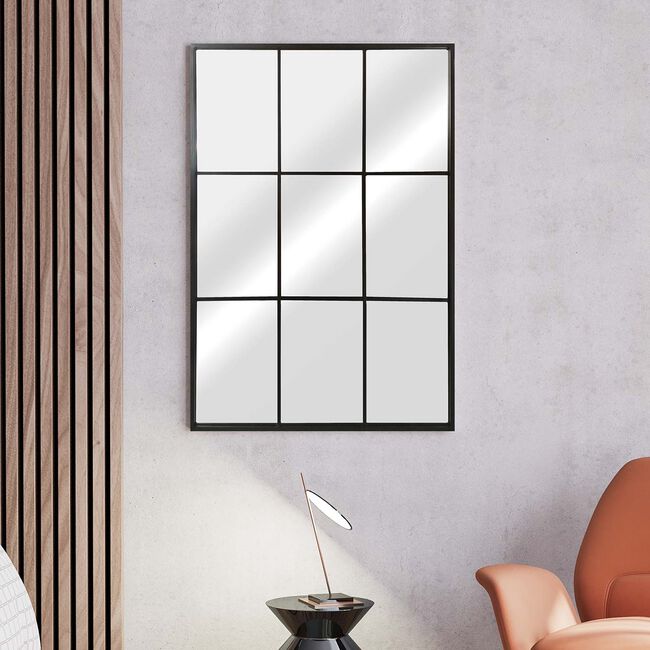 Window Frame Black Mirror 60cm x 90cm
