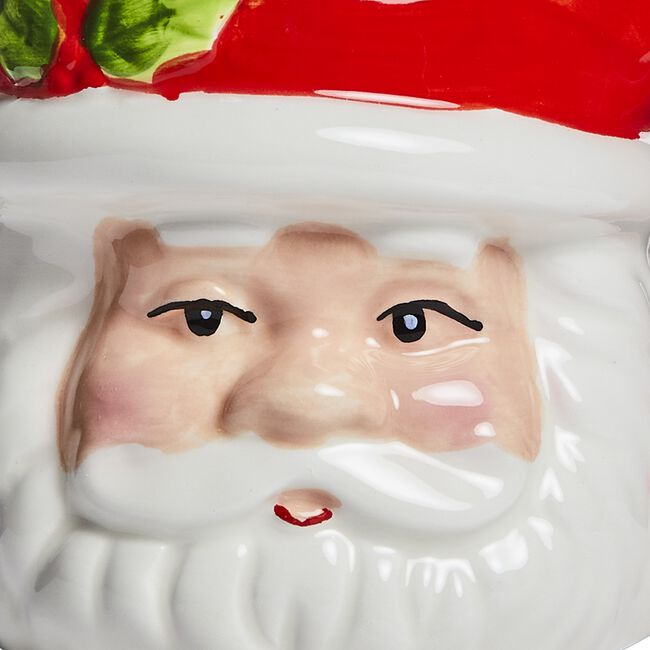 Christmas Santa With Holly Ceramic Candle