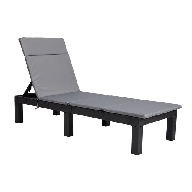 Foldable Sun Lounger with Grey Cushion