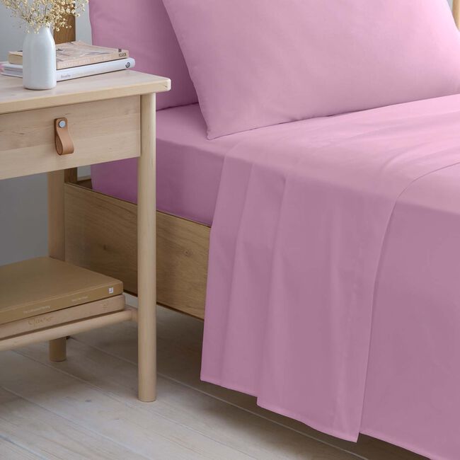SINGLE FLAT SHEET Luxury Percale Rose Pink 6E