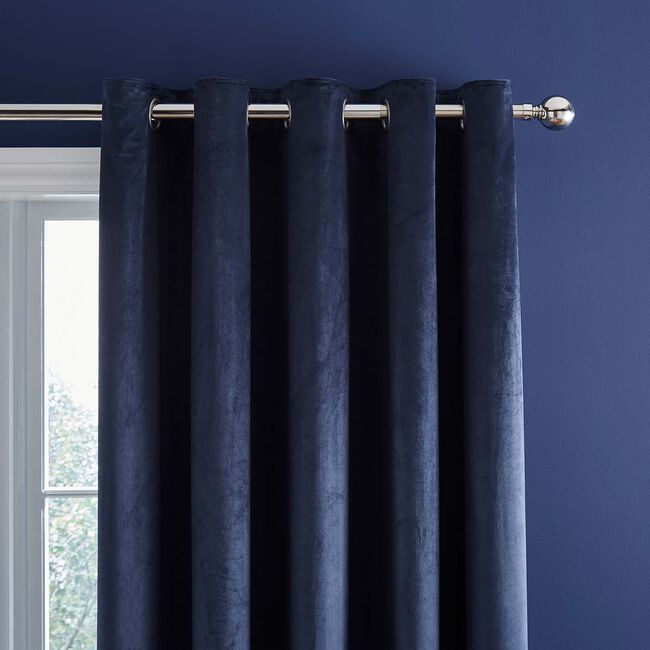 CATHERINE LANSFIELD KINGSLEY MATT VELVET NAVY 66X90 Curtains