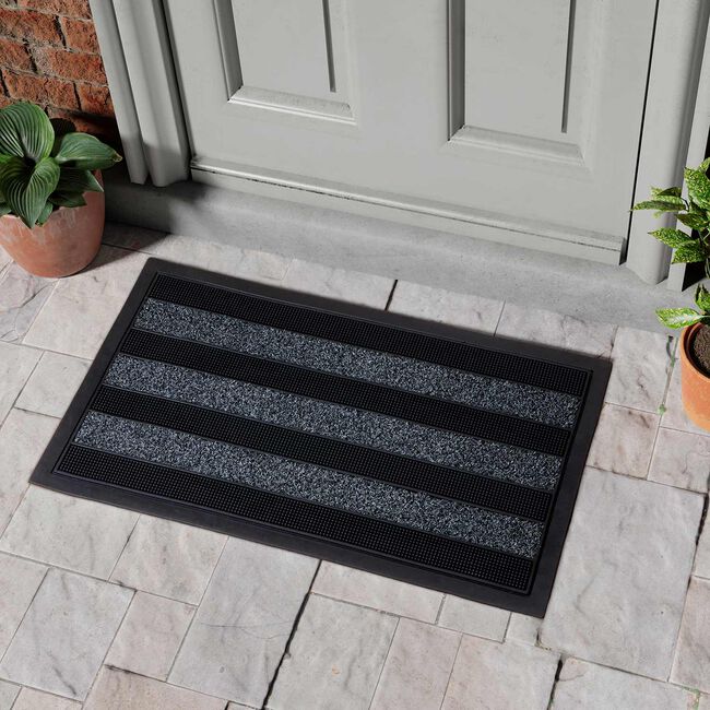Linear Stripe Charcoal Door Mat 45x75cm