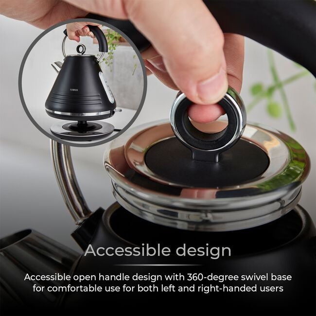 Tower Ash Black 1.7L Pyramid Kettle