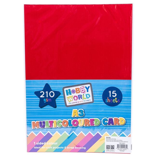 Hobby World A3 Multicolour Cards - 15 Sheets