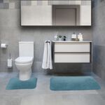 2 Piece Cotton Plain Dye Aquamarine Bathroom Set