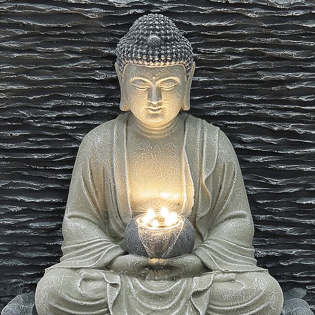 Buddha With Light Garden Water Feature