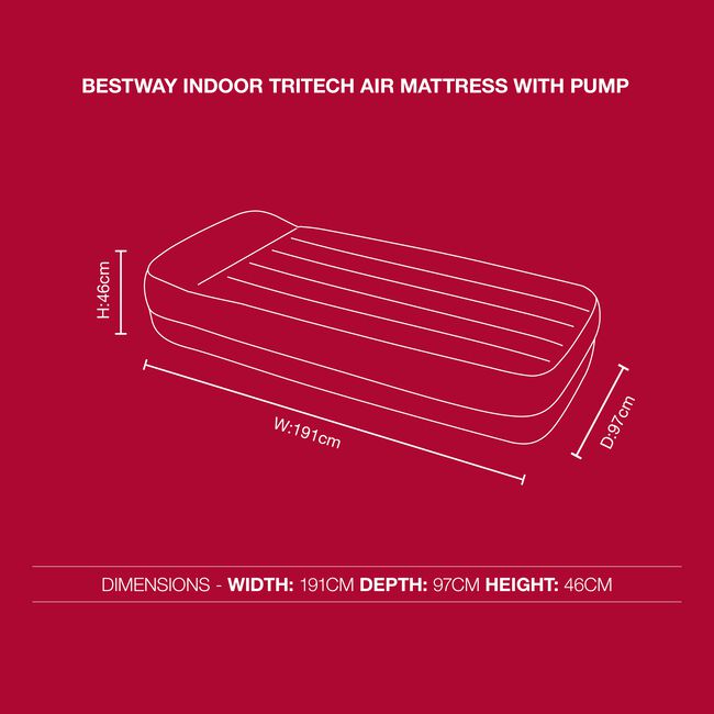 BESTWAY Indoor TriTech Air Mattress - 191x97cm