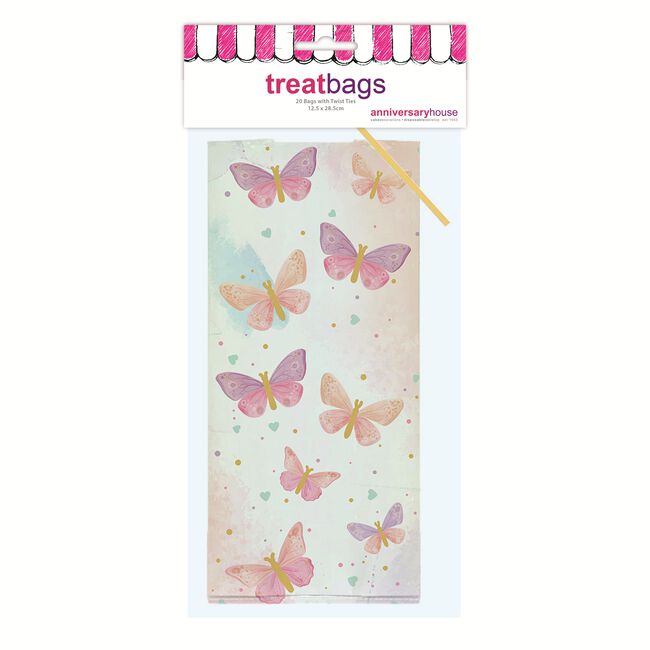 20 Butterfly Cello Bags with Twist Ties 