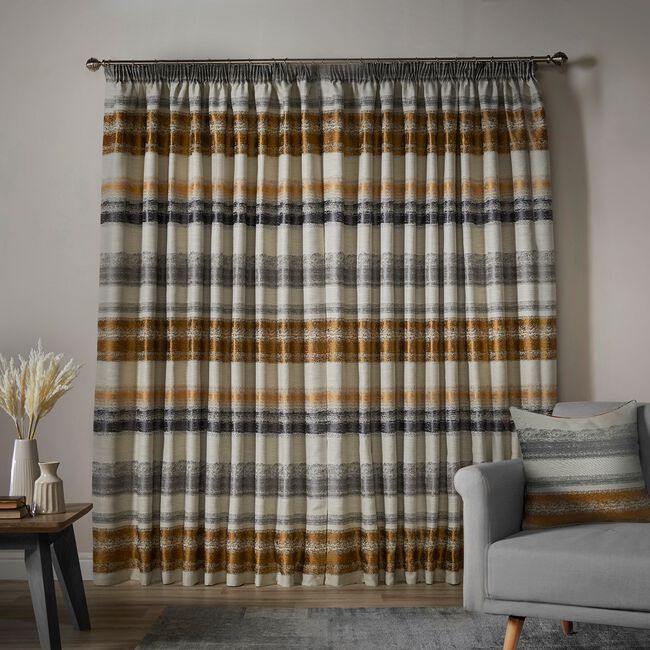 PENCIL PLEAT TRIBECA STRIPE GREY 90X90 Curtain